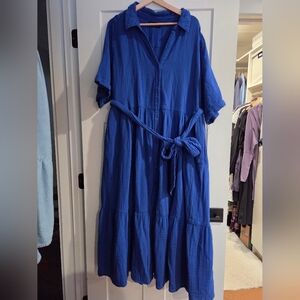 Lane Bryant Women's Tie-Waist Button-Front Maxi Dress